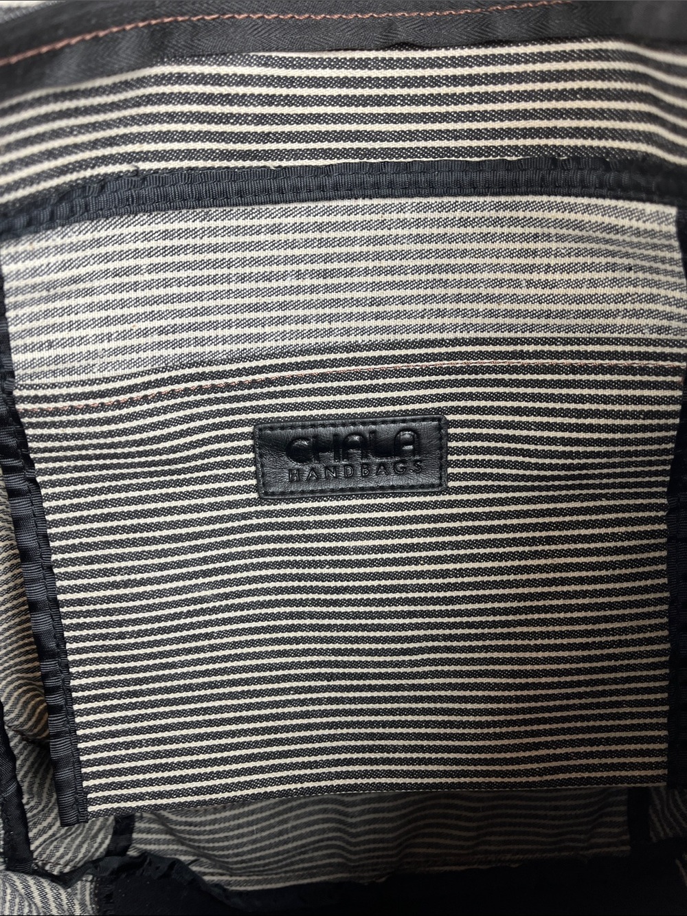 CHALA TOTE BLACK AND WHITE CAT ON 100% COTTON THICK CANVAS STRIPE ZIP TOP BAG - Picture 11 of 16